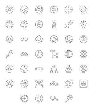 redondo moderno colección con 40 Delgado línea alto resolución cuadrícula equipado íconos vector