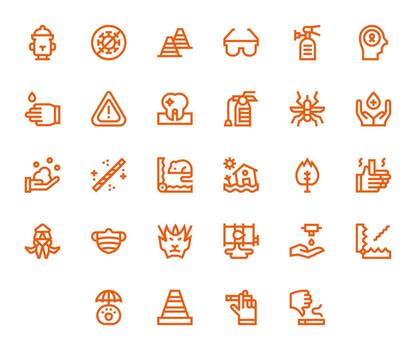 28 High Resolution Bold Line Icons optimized for Prevention Grid Fitted display vector
