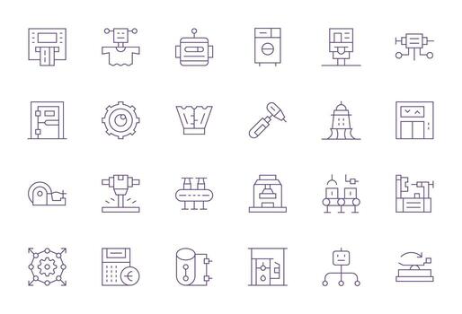 Machine Essential Set including 24 Display Perfect Thin Line Retina Ready Icons vector