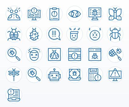 error icono conjunto con 25 regular línea 128x128 editable gráficos vector