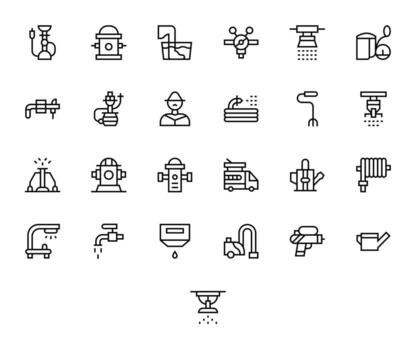 25 128x128 Icons for Hose in Pixel Optimized Regular Line Format vector