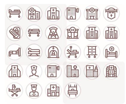 Ward Professional Set with 28 Bold Line Pixel Optimized 256x256 Icons vector