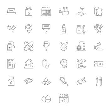 32 íconos para fluido optimizado en píxel optimizado 128x128 Delgado línea resolución vector