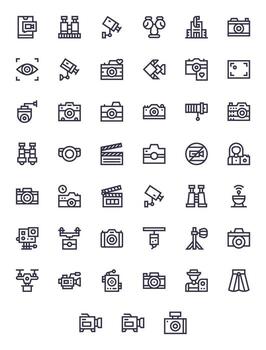 Camera Icon Repository containing 45 Bold Line Retina Ready Pixel Optimized graphics vector