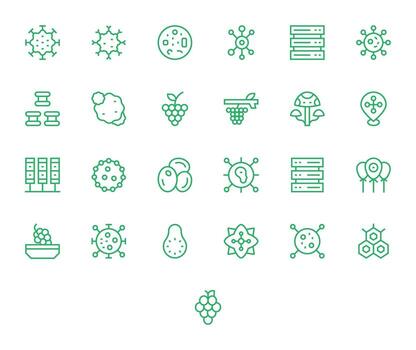 Regular Line Style Cluster Icons with 25 High Resolution Detail Enhanced Designs vector