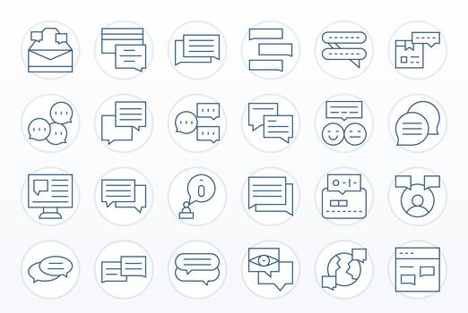 Comments Premium Bundle with 24 High Resolution Editable Thin Line Icons vector