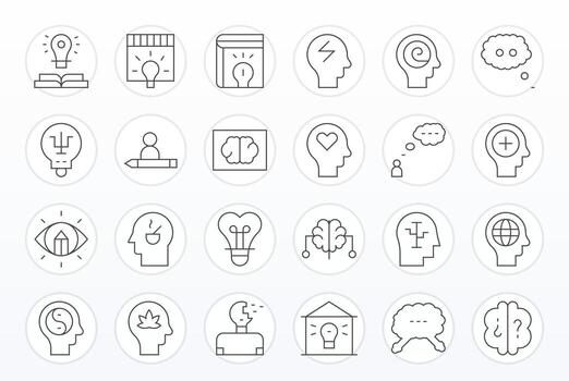Thought Scalable Set featuring 24 Pixel Aligned Thin Line Retina Ready Icons vector