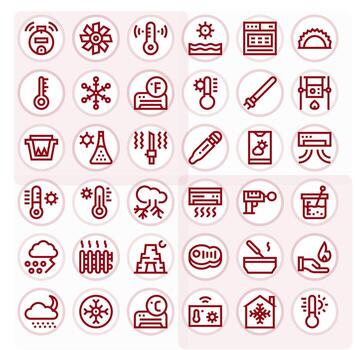 36 Pixel Optimized Bold Line Icons designed for Temperature Interface vector