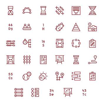 35 detalle mejorado íconos temática alrededor secuencia en 256x256 regular línea formato vector