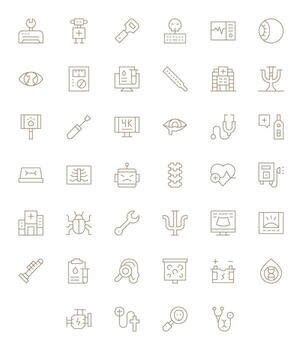 40 Thin Line PIXEL Perfect Icons for Diagnostic Graphics vector
