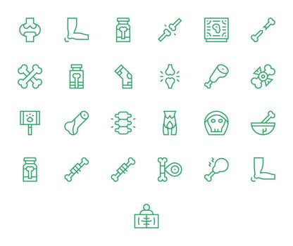Bone Modern Collection with 25 Regular Line Retina Ready Pixel Optimized Icons vector