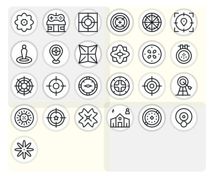 25 Regular Line PIXEL Perfect Icons tailored for Center 128x128 interface vector