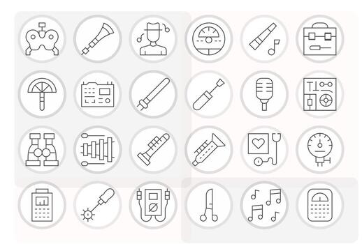 Instrument Icon Toolkit featuring 24 PIXEL Perfect 128x128 Thin Line elements vector