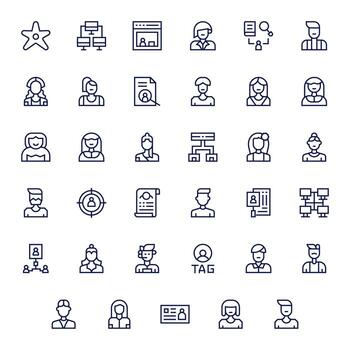 Client Modern Collection with 35 Regular Line 64x64 Grid Fitted Icons vector