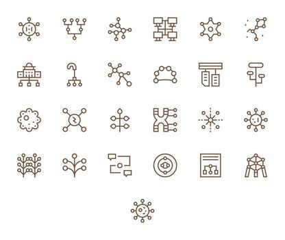 Nodes Professional Set with 25 Regular Line PIXEL Perfect Retina Ready Icons vector
