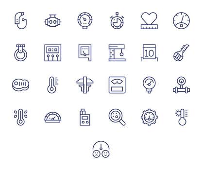 Gauge Icon Set with 25 Regular Line Retina Ready Pixel Optimized Graphics vector
