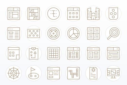 24 Thin Line Pixel Aligned Icons for Layout Graphics vector