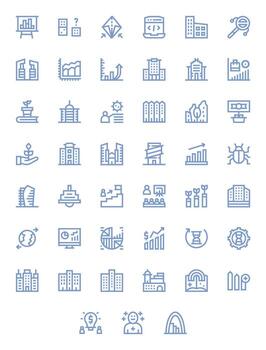 desarrollo escalable conjunto presentando 45 píxel alineado negrita línea 64 x 64 íconos vector