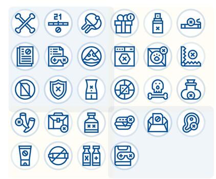 28 Pixel Aligned Bold Line Icons from Not Allowed Collection vector