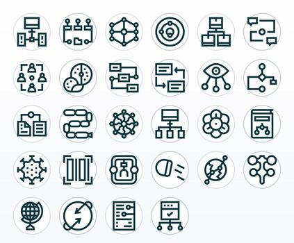 28 Bold Line Grid Fitted Icons crafted for Data Flow 128x128 applications vector
