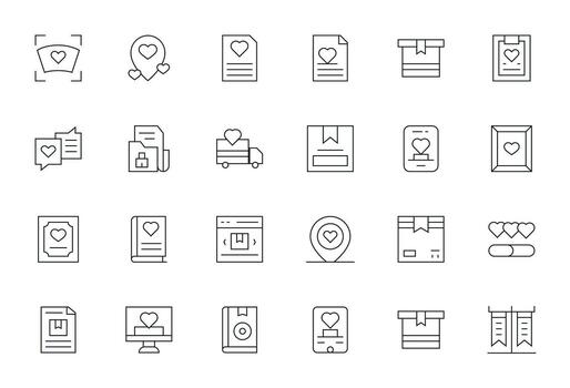 Saved Complete Package with 24 128x128 Thin Line Editable Icons vector