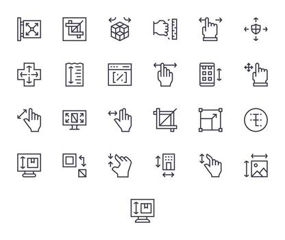 25 Detail Enhanced Regular Line Icons designed for Resize Interface vector