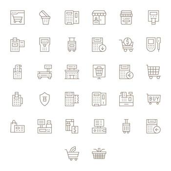 Checkout featuring 32 64x64 Icons in Thin Line Design vector
