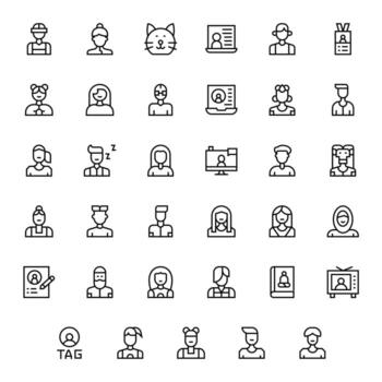 35 Regular Line Icons from Profile Picture in High Resolution Display Perfect Quality vector