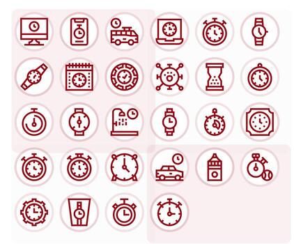28 Pixel Aligned 64x64 Icons for Timer in elegant Bold Line design vector