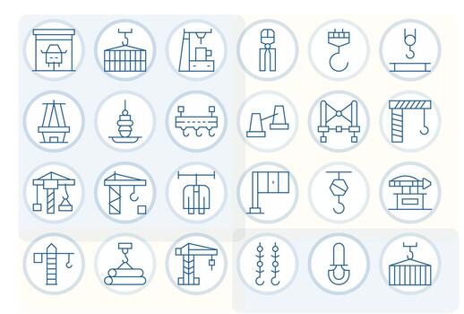 24 64x64 Icons for Hoist in Pixel Optimized Thin Line Format vector