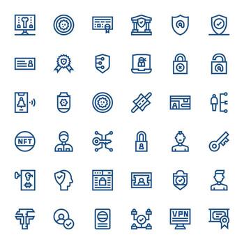 36 íconos para autenticación optimizado en cuadrícula equipado 256x256 negrita línea resolución vector