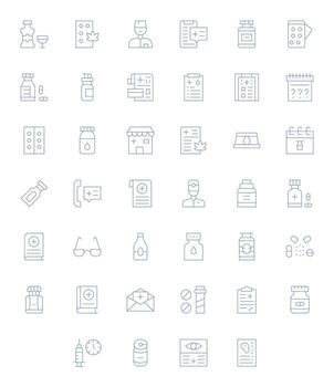 40 256x256 Thin Line Icons for Prescription with Pixel Optimized precision vector