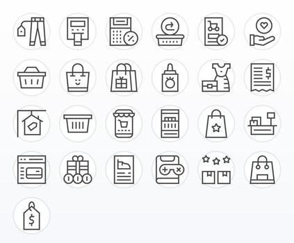 compra escalable conjunto presentando 25 monitor Perfecto regular línea 256x256 íconos vector