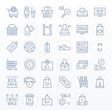 35 píxel optimizado íconos temática alrededor compras en 64 x 64 regular línea formato vector