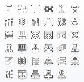 35 Regular Line Display Perfect Designs for Hierarchy Retina Ready Icons vector
