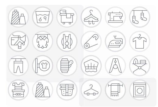 24 64x64 Thin Line Pixel Optimized Icons for Clothes Projects vector