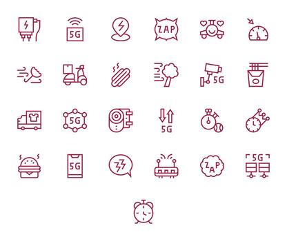 Fast Design Icons featuring 25 Pixel Optimized Regular Line Style vector