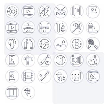 32 128x128 Thin Line Icons optimized for Play Pixel Optimized display vector