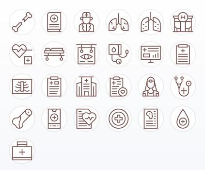 Regular Line Display Perfect Icons from Diagnosis Set with 25 128x128 Icons vector