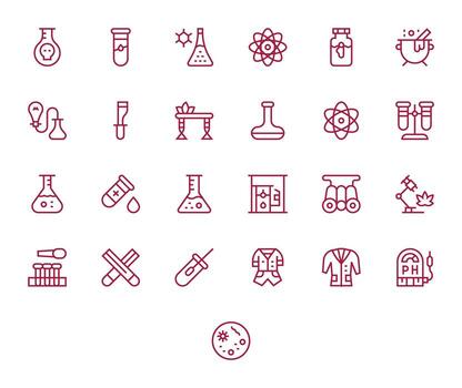 25 Regular Line Grid Fitted Icons for Experiment Graphics vector