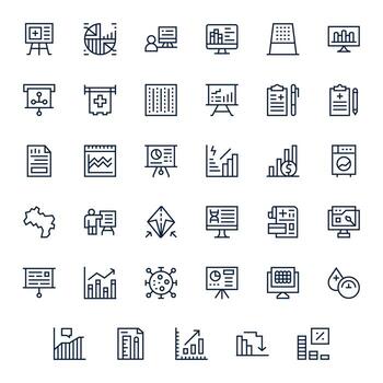 35 Regular Line Icons for Chart in crisp High Resolution Display Perfect resolution vector