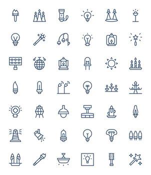Illumination Scalable Set featuring 42 Editable Regular Line 256x256 Icons vector