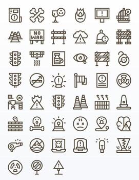 Caution 256x256 Icon Pack with 45 Bold Line Pixel Optimized Elements vector