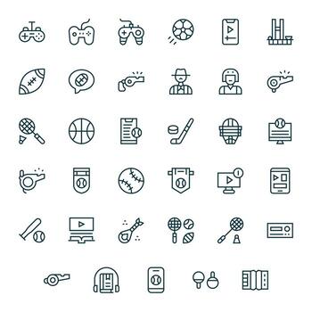 35 128x128 Regular Line Icons for Player with Editable precision vector