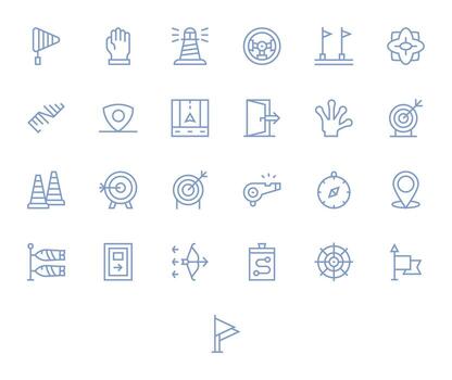 Direction Icon Collection with 25 High Resolution Regular Line Designs vector