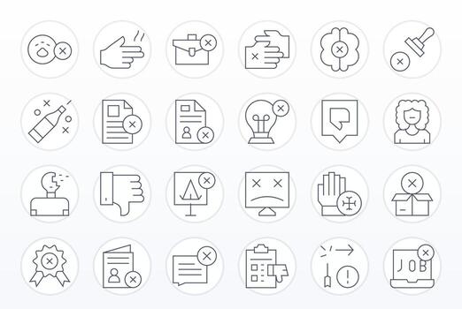 Unsuccessful Icon Collection featuring 24 Pixel Aligned High Resolution Thin Line Designs vector