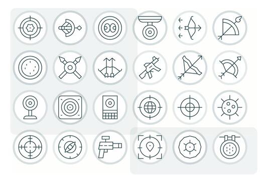 24 Icons for Aiming optimized in Grid Fitted Retina Ready Thin Line resolution vector