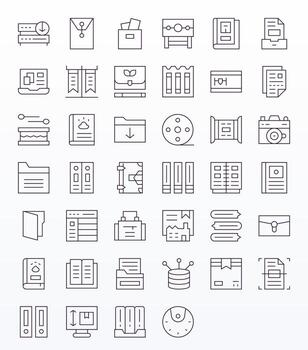 Archive Graphics Pack including 40 Thin Line High Resolution Editable Icons vector