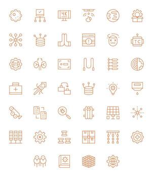 System Modern Collection with 40 Thin Line Retina Ready Pixel Optimized Icons vector