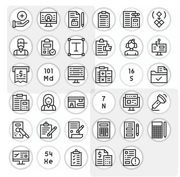Data Entry Modern Collection with 35 Regular Line 128x128 Pixel Aligned Icons vector